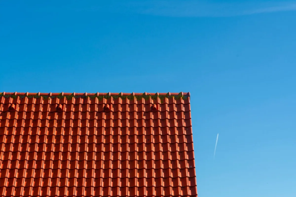 Tile roof gable in full sun, the kind of exposure that sets roof life in Appleton, WI